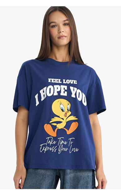 DeFacto Looney Tunes Oversıze Baskılı Kısa Kollu Tişört