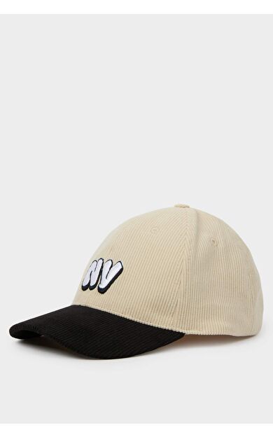 Erkek Çocuk Nakışlı Fitilli Kadife Cap Şapka