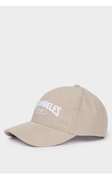 Erkek Nakışlı Fitilli Kadife Cap Şapka