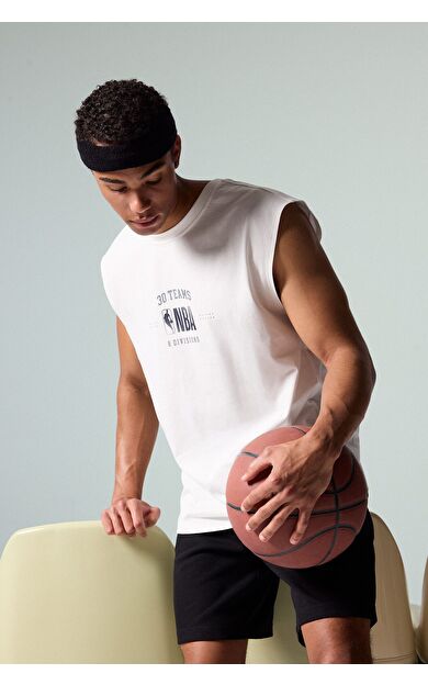 DeFacto NBA Wordmark Oversıze Baskılı Bisiklet Yaka Atlet