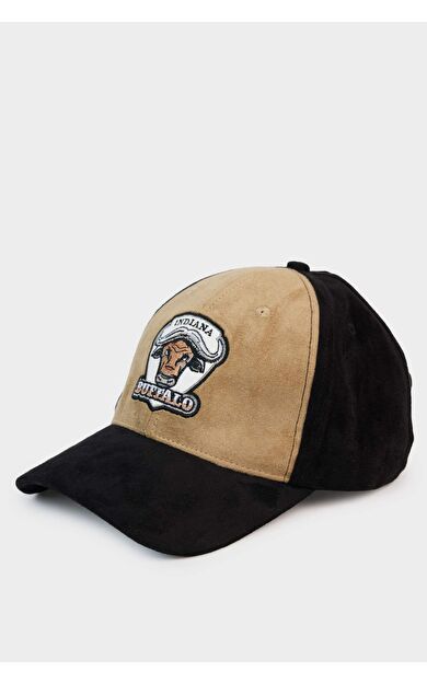 Erkek Etiket Baskılı Süet Cap Şapka