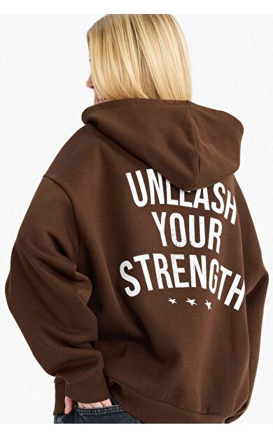 DeFacto Coool Overshirt Fit Kapüşonlu Baskılı Kalın Kumaş Sweatshirt G0965AX25WNBN191