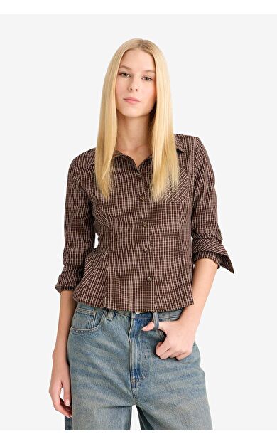 Coool Fitted Gömlek Yaka Poplin Uzun Kollu Gömlek G1004AX25AUBN130