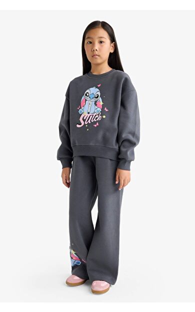 Kız Çocuk Disney Lilo & Stitch Kalın Sweatshirt Kumaşı 2'li Takım