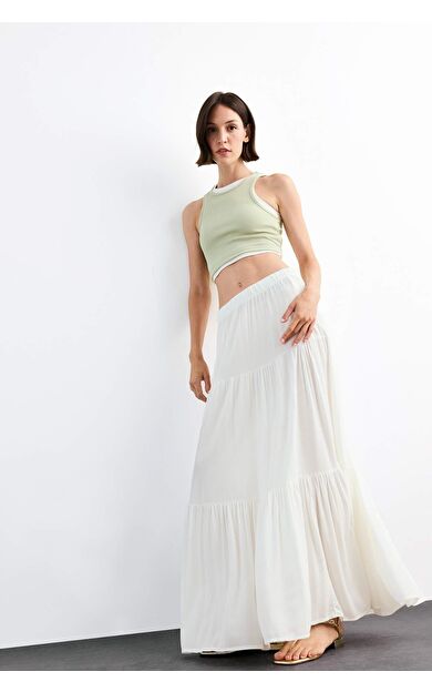 DeFacto Normal Bel Pamuk Astarlı Maxi Etek