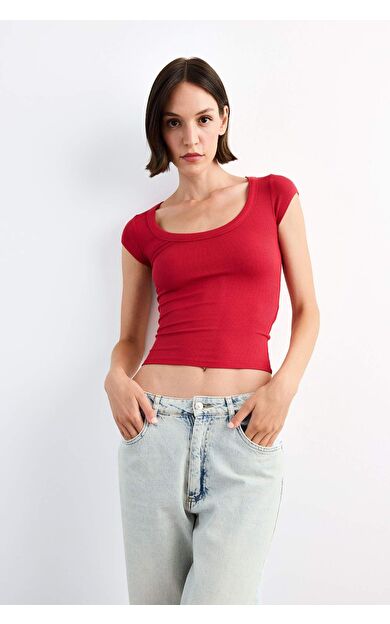 Bisiklet Yaka Kısa Kollu Tişört G1077AX25SMRD182