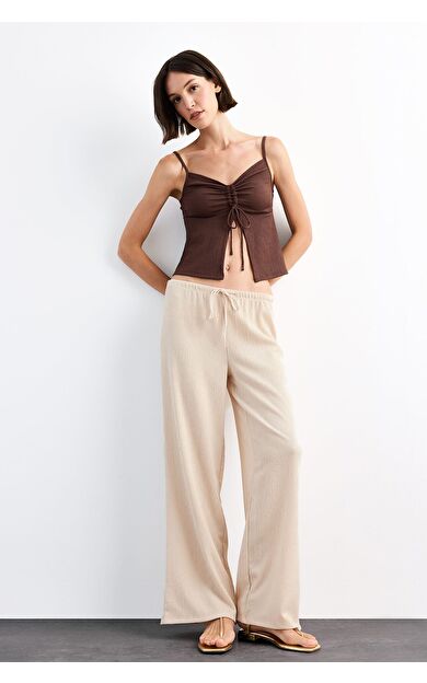 DeFacto Relax Fit Normal Bel Düz Paça Bürümcük Pantolon