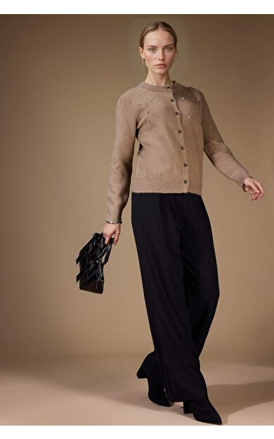 Straight Wide Düz Paça Krep Pantolon