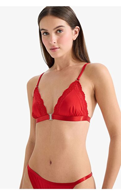 DeFacto Dantel Detaylı Saten Kapsız Pedsiz Balensiz Bralet Fall in Love