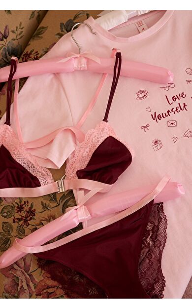 Dantel Detaylı Saten Brazilian Külot