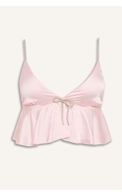 DeFacto Regular Fıt Askılı Saten Pijama Üst