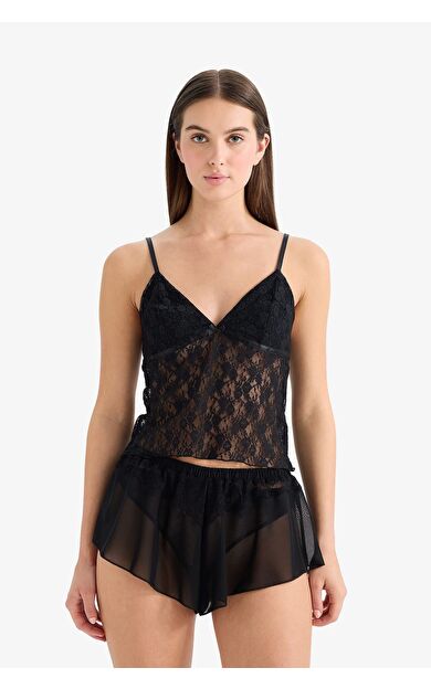 DeFacto Regular Fit Dantel Detaylı Tül Alt-Fall in Love