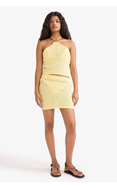 Slim Fit Dar Kesim Kroşe Mini Etek