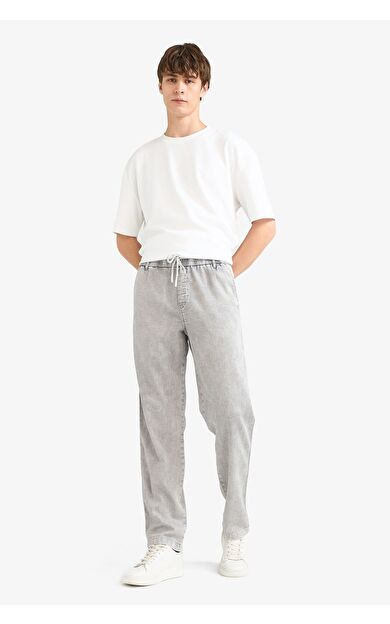 DeFacto Wide Leg Geniş Paça Beli Bağcıklı Jean Kar Yıkamalı Pantolon