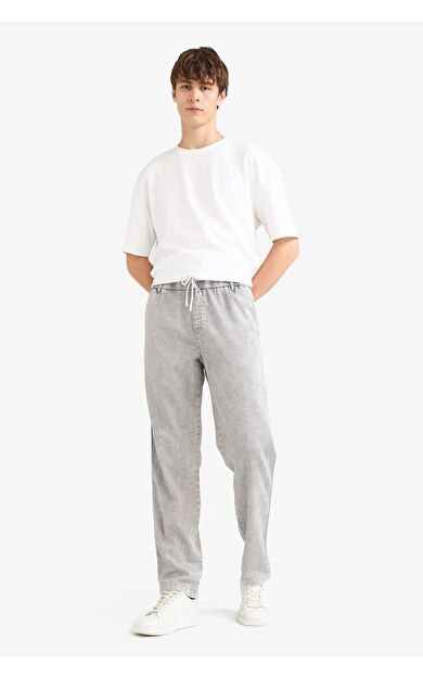 DeFacto Wide Leg Geniş Paça Beli Bağcıklı Jean Kar Yıkamalı Pantolon