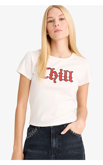 Coool Fitted Baskılı Ribana Kısa Kollu Tişört G1222AX25AUWT32