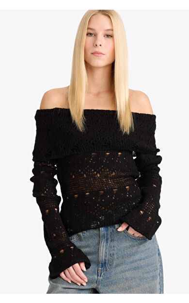 DeFacto Coool Slim Fit Dar Kesim Omuzu Açık Kazak