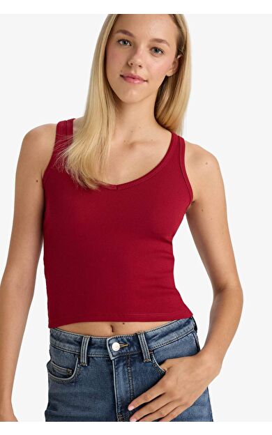 Fitted V Yaka Fitilli Kaşkorse Atlet G1346AX25AUBR43