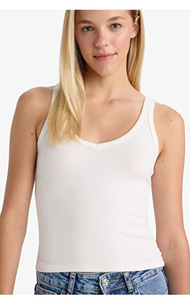 Fitted V Yaka Fitilli Kaşkorse Atlet