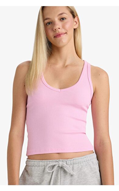 Fitted V Yaka Fitilli Kaşkorse Atlet