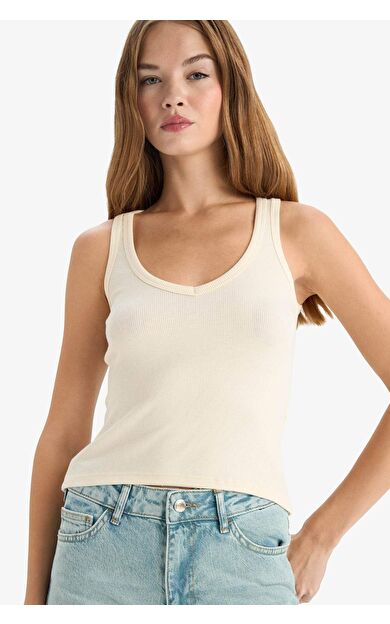 Fitted V Yaka Fitilli Kaşkorse Atlet G1346AX25AUYL1