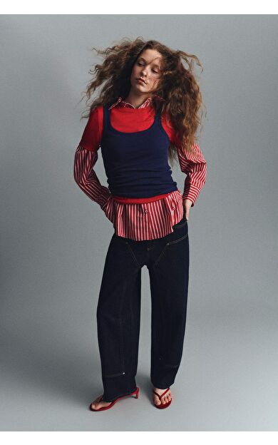 Barrel Fıt Yüksek Bel Uzun Jean Pantolon