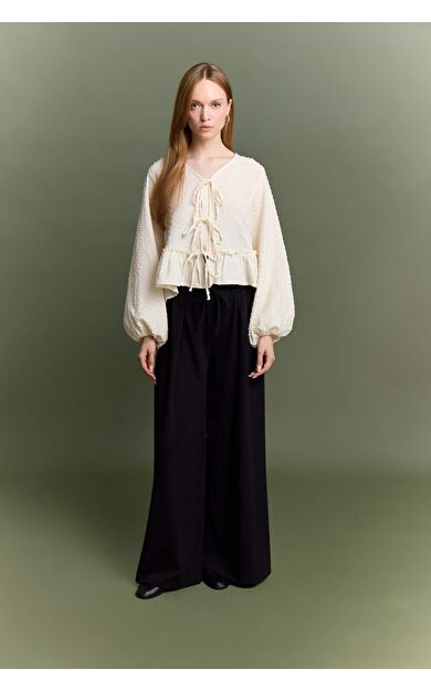 DeFacto Wide Leg Krep Pantolon