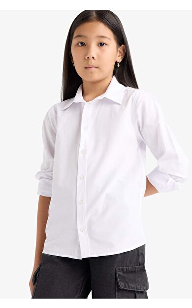 DeFacto Erkek Çocuk Regular Fit Polo Yaka Poplin Uzun Kollu Gömlek