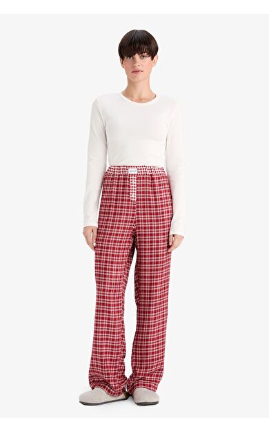 DeFacto Regular Fit Uzun Kareli Pijama Altı-Fall in Love G1497AX25AUBR196