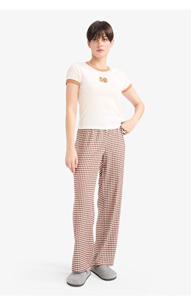 Regular Fit Uzun Kareli Pijama Altı-Fall in Love G1499AX25AUBN341