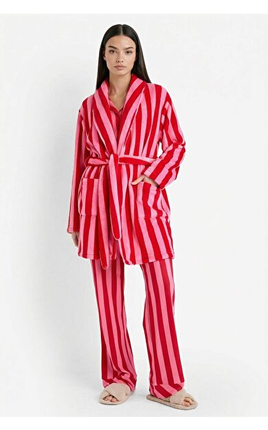 DeFacto Regular Fit Şal Yaka Welsoft Pelüş Uzun Kollu Sabahlık