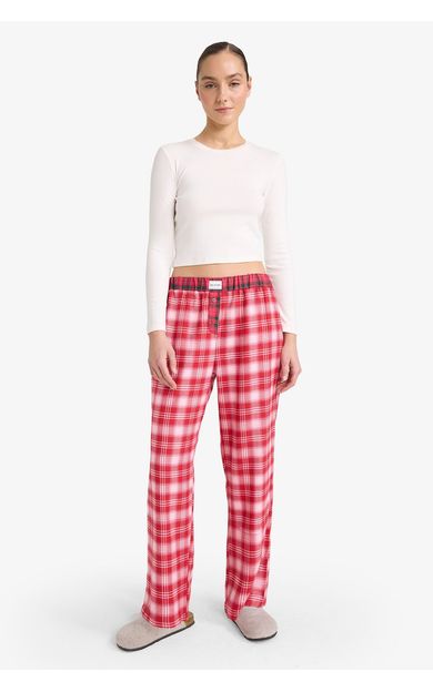 DeFacto Fall in Love Regular Fit Uzun Boy Flanel Alt Kırmızı