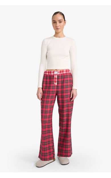 DeFacto Fall in Love Regular Fit Uzun Boy Flanel Alt Yeşil