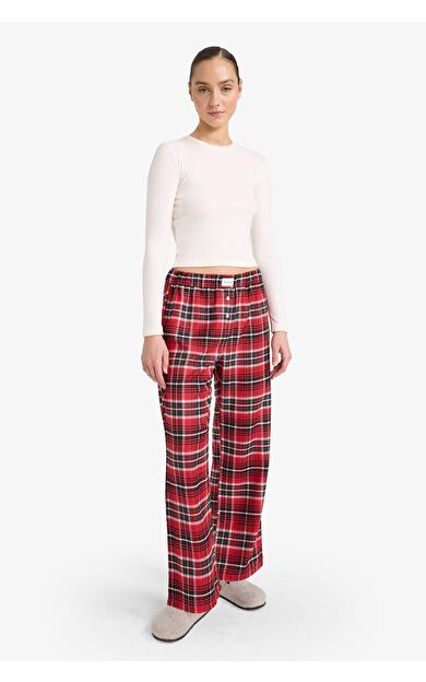 DeFacto Regular Fit Kareli Flanel Pijama Altı