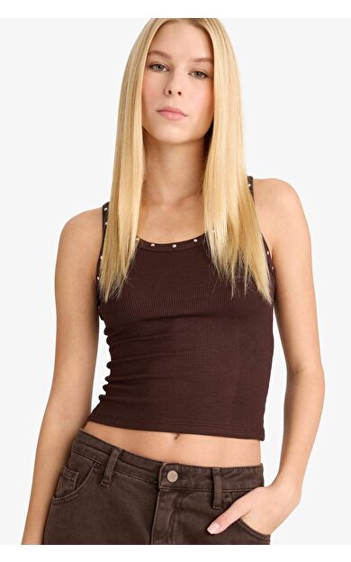 DeFacto Coool Fitted Kare Yaka Fitilli Kaşkorse Atlet G1611AX25AUBN1