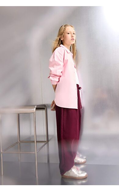 Kız Çocuk Barrel Fit Pamuklu Pantolon