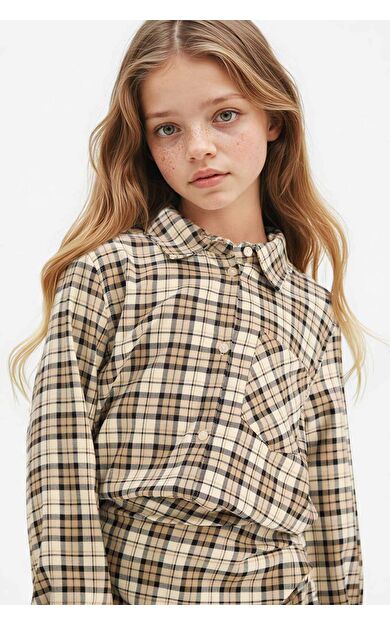 Kız Çocuk Regular Fit Oxford Uzun Kollu Gömlek