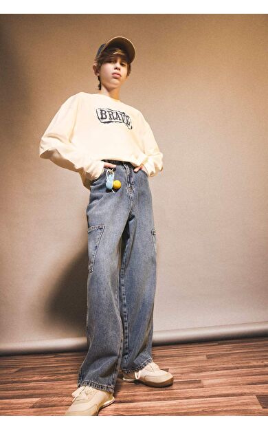 Erkek Çocuk Barrel Fit Düz Paça Jean Pantolon G1654A825AUNM28