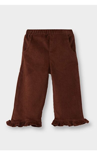 DeFacto Kız Bebek Beli Lastikli Wide Leg Düz Paça Kadife Pantolon