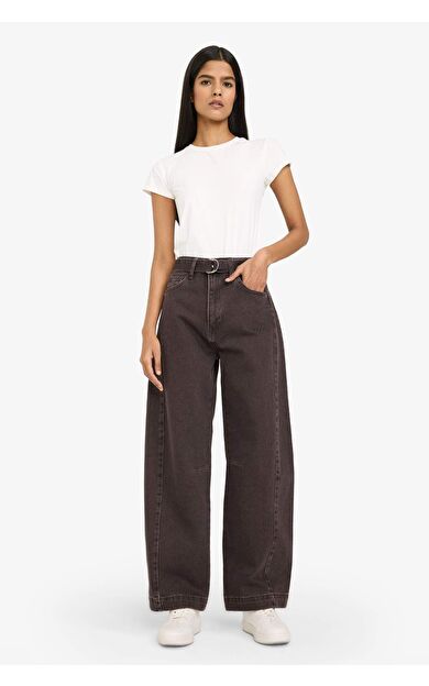 Barrel Fit Yüksek Bel Uzun Jean Pantolon