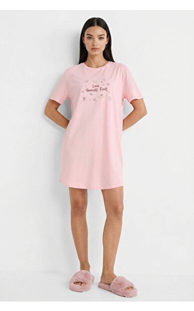 DeFacto Regular Fit Bisiklet Yaka Kısa Kollu Elbise