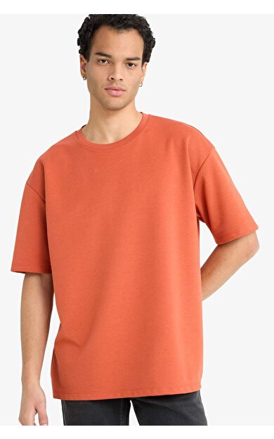 Oversize Geniş Kalıp Bisiklet Yaka Kısa Kollu Tişört G1702AX25AUOG171