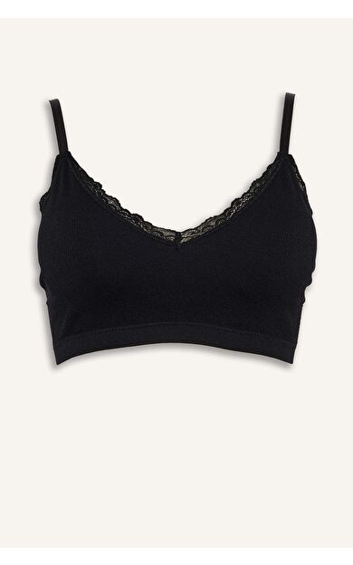 Dantel Detaylı Çıkarılabilir Kap Çıkarılabilir Pedli Balensiz Tişört Bra