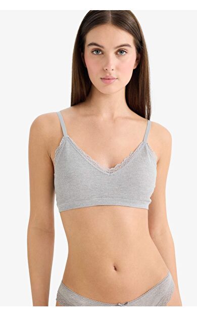 Dantel Detaylı Çıkarılabilir Kap Çıkarılabilir Pedli Balensiz Tişört Bra