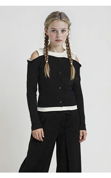 Kız Çocuk Slim Fit Dar Kesim Fitilli Kaşkorse Uzun Kollu Tişört G1713A825AUBK81