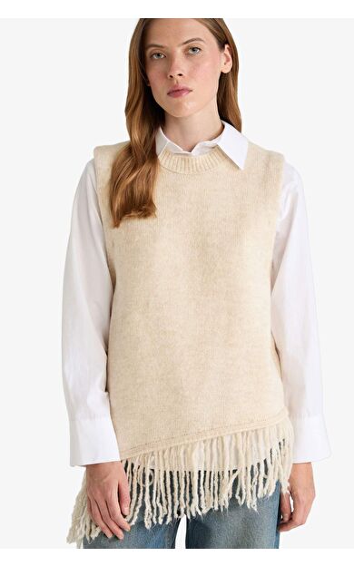 Oversize Geniş Kalıp Bisiklet Yaka Yelek