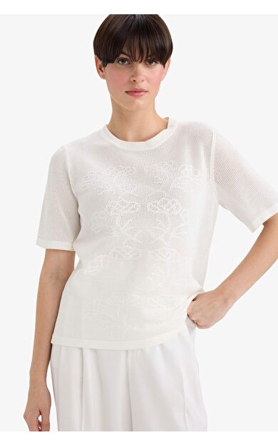 DeFacto Regular Fit Bisiklet Yaka Ajurlu Kazak