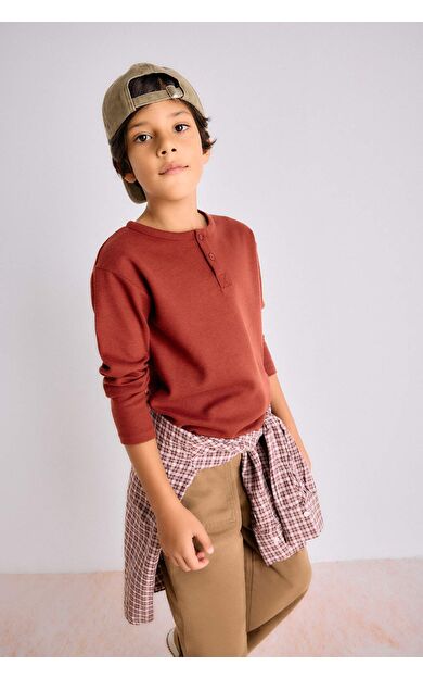 Erkek Çocuk Regular Fit Bisiklet Yaka Uzun Kollu Tişört G1811A825AUBR281