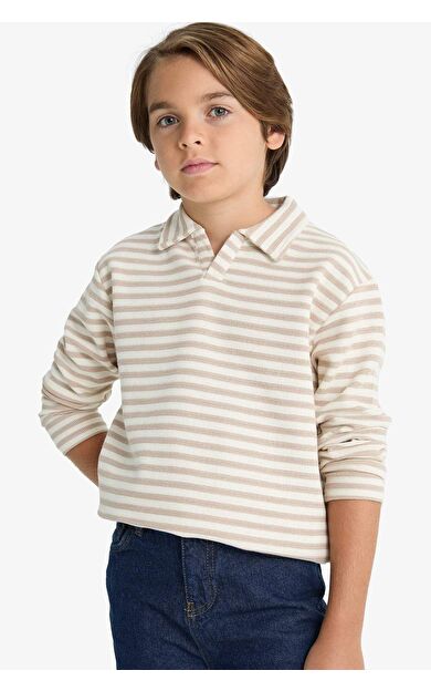 DeFacto Erkek Çocuk Regular Fit Polo Yaka Uzun Kollu Tişört