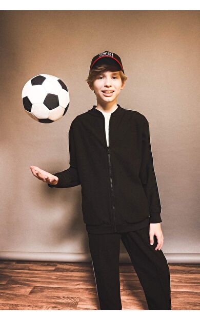 Erkek Çocuk Kolej Yaka Fermuarlı Bomber Ceket